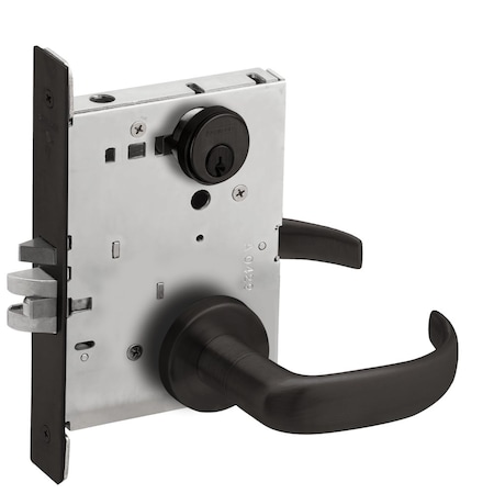 Grade 1 Classroom Mortise Lock, Conventional Cylinder, S123 Keyway, 17 Lever, A Rose, Flat Black Coa